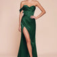Elegant Mermaid Off-Shoulder Short-Sleeve Satin Floor-Length High-Slit Lace-Up Evening Dress