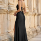 Elegant Mermaid Square Neck Sleeveless Satin Prom Dress With Slit