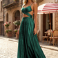 Glamorous A-Line Sweetheart Sleeveless Metallic Maxi Prom Dress With Cutouts