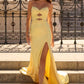 Glamorous Mermaid Strapless Sweetheart Satin Long Cutout Lace-Up Prom Dress