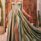 Corset A-Line Sweetheart Neck Satin Maxi Evening Dress With Lace-Up Back And Slit