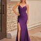 Mermaid Sweetheart Sleeveless Satin Prom Dress Maxi Evening Dress With Slit