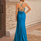 Mermaid Sweetheart Sleeveless Satin Prom Dress Maxi Evening Dress With Slit