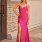 Mermaid Sweetheart Sleeveless Satin Prom Dress Maxi Evening Dress With Slit