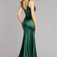 Mermaid V-Neck Sleeveless Satin Long Slit Lace-Up Prom Dress