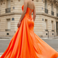 Sleek Mermaid Cowl Neck Sleeveless Satin Maxi Prom Dress With Slit