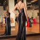 Sleek Mermaid Cowl Neck Sleeveless Satin Maxi Prom Dress With Slit