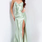 Sleek Mermaid Sweetheart Sleeveless Satin Floor-Length High-Slit Lace-Up Evening Dress
