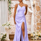 Sparkling Mermaid Sweetheart Sleeveless Satin Maxi Evening Dress With Slit