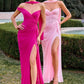 Stunning Mermaid Off-Shoulder Sleeveless Mesh Floor-Length High-Slit Lace-Up Evening Dress