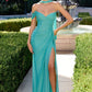 Stunning Mermaid Off-Shoulder Sleeveless Mesh Floor-Length High-Slit Lace-Up Evening Dress