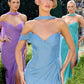 Stunning Mermaid Off-Shoulder Sleeveless Mesh Floor-Length High-Slit Lace-Up Evening Dress