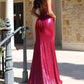 Stunning Mermaid Sweetheart Sleeveless Metallic Train-Length Cutout Lace-Up Evening Dress