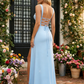Sheath Sweetheart Sleeveless Satin Floor-Length High-Slit Lace-Up Evening Dress